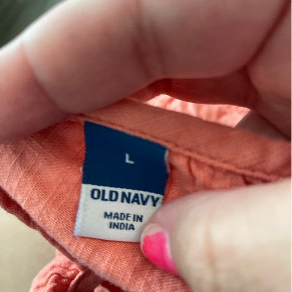 Old Navy Coral Sleeveless Ruffled Peplum Blouse eyelet style size L - Picture 4 of 4